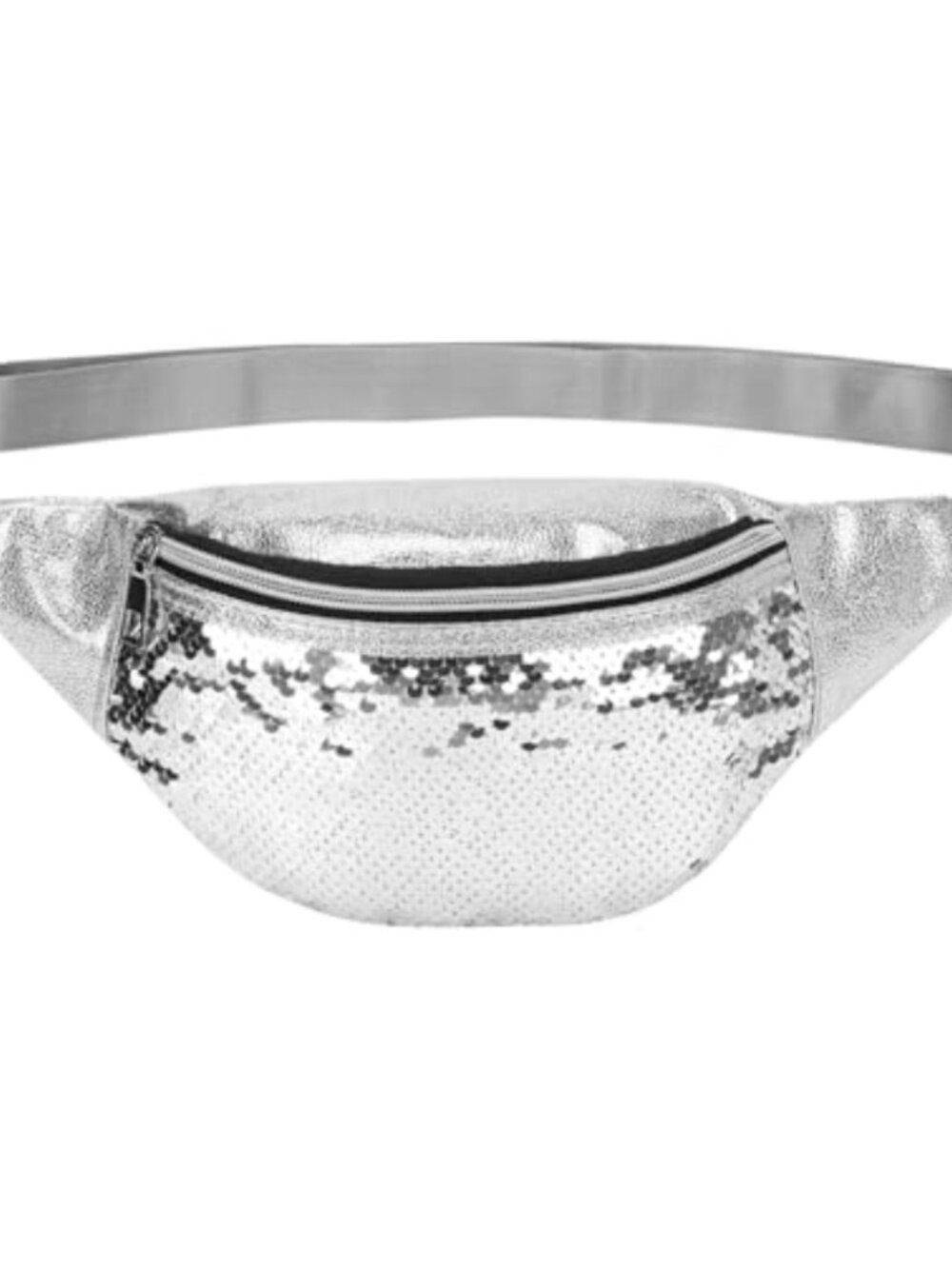 Sequined Fanny Pack for Women, PU Waist Bag, Crossbody Belt Bag, Running Hiking